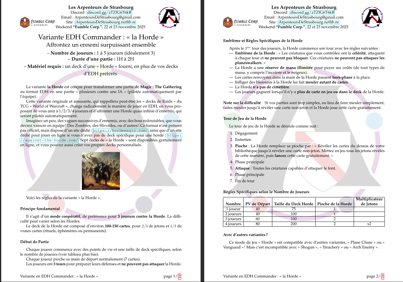 screenshot de démo du document « Hordes.pdf »