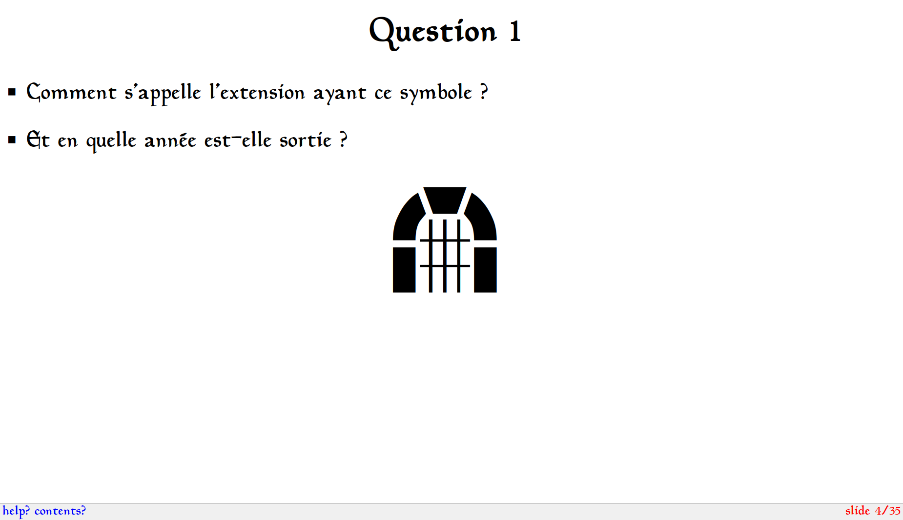 Documentation screenshots : exemple question